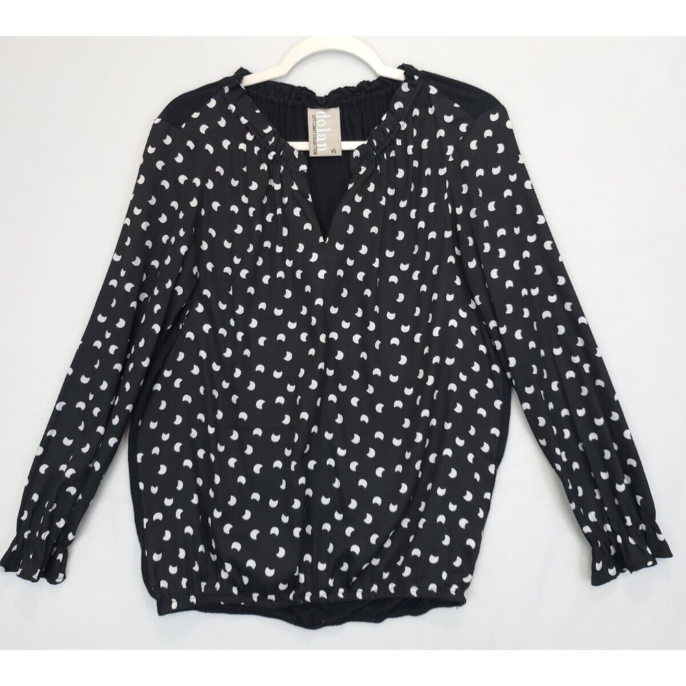 Anthropologie Dolan Moon Print French Quarter Top Women XS Black White V Neck